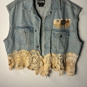 Copa Banana Light Blue Denim and crochet vest